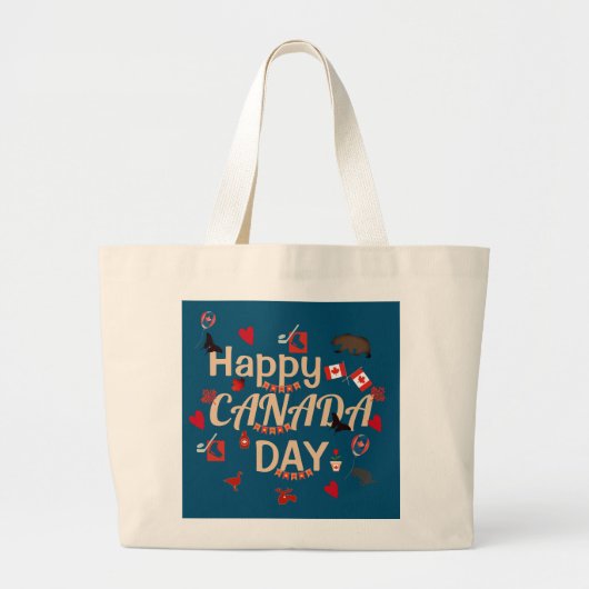 Trendy Happy Canada Day Grote Tote Bag (Voorkant)