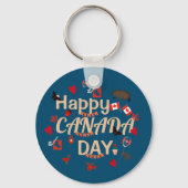 Trendy Happy Canada Day Sleutelhanger (Voorkant)