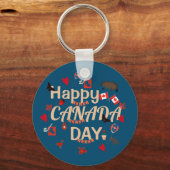 Trendy Happy Canada Day Sleutelhanger (Voorkant)