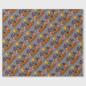 Trendy Happy Halloween Grey Gnome Cadeaupapier (Vlak)