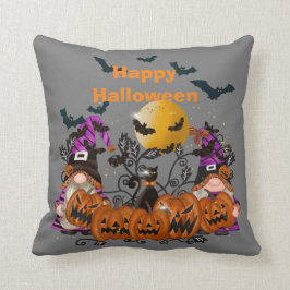 Trendy Happy Halloween Grey Gnome Cotton 16-inch X Kussen
