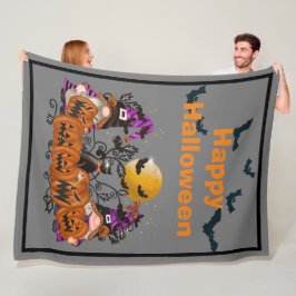 Trendy Happy Halloween Grey Gnome Fleece Deken