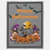 Trendy Happy Halloween Grey Gnome Fleece Deken (Voorkant)
