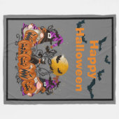 Trendy Happy Halloween Grey Gnome Fleece Deken (Voorkant (Horizontaal))