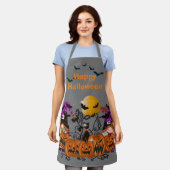 Trendy Happy Halloween Grey Gnome Schort (Gedragen)