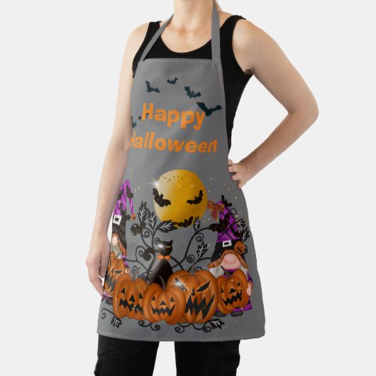 Trendy Happy Halloween Grey Gnome Schort (Insitu)