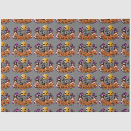 Trendy Happy Halloween Grey Gnome Tissuepapier (Voorkant)