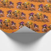 Trendy Happy Halloween Oranje Gnome Cadeaupapier (Hoek)