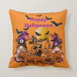 Trendy Happy Halloween Oranje Gnome Cotton 16-inch Kussen