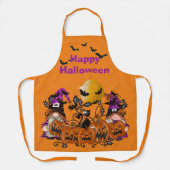 Trendy Happy Halloween Oranje Gnome Schort (Voorkant)