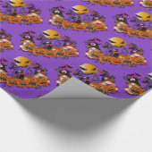 Trendy Happy Halloween Paarse Gnome Cadeaupapier (Hoek)