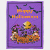 Trendy Happy Halloween Paarse Gnome Fleece Deken (Voorkant)