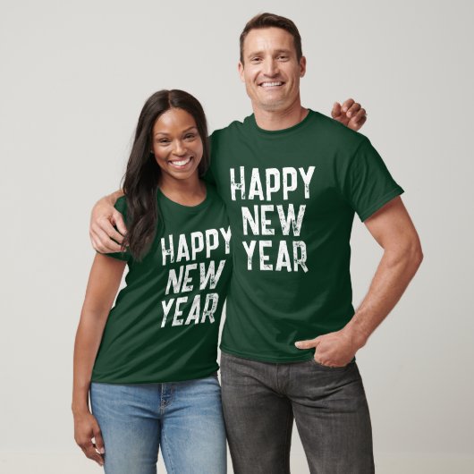 TRENDY HAPPY NEW YEAR WHITE TYPOGRAPHY T-Shirt (Unisex)