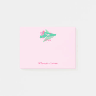 Trendy Happy Nieuwjaar Roze en Groen Post-it® Notes