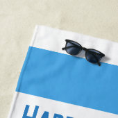 Trendy Happy Summer Blue & White Wide Stripe Strandlaken (In situ)