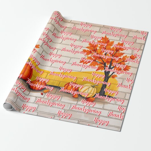 Trendy Happy Thanksgiving Mooie Herfst Cadeaupapier (Uitgerold)