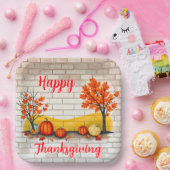 Trendy Happy Thanksgiving Mooie Herfst Papieren Bordje (Feest)