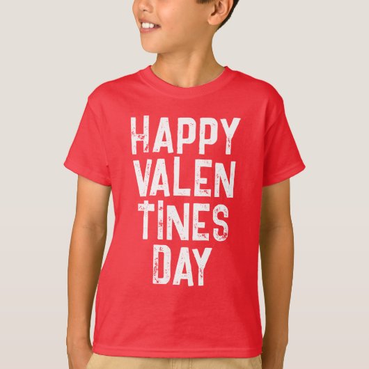 TRENDY HAPPY VALENTINES DAY WHITE TYPOGRAPHY T-Shi T-shirt (Voorkant)