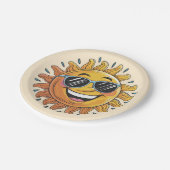 Trendy Happy Yellow Sun with Sunglasses   Papieren Bordje (Gekanteld)