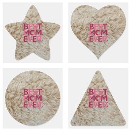 Trendy harige beste mam ooit roze Schattigee harte Vierkante Sticker