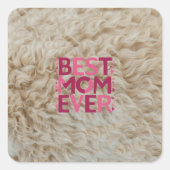 Trendy harige beste mam ooit roze Schattigee harte Vierkante Sticker (Voorkant)