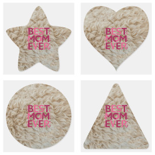 Trendy Harige Beste Moeder Ooit Roze Cute Harten Vierkante Sticker