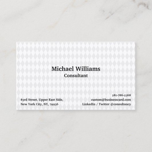 Trendy Harlequin Pattern White Geometric Modern Visitekaartje (Voorkant)