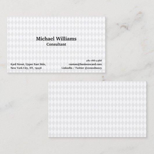 Trendy Harlequin Pattern White Geometric Modern Visitekaartje (Voorkant / Achterkant)
