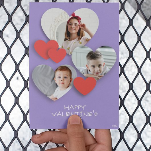 Trendy hart foto collage lavendel Wenskaart