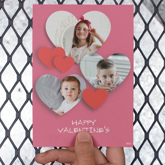 Trendy hart foto collage roze Wenskaart