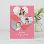 Trendy hart foto collage roze Wenskaart Feestdagenkaart (Staand voorkant)