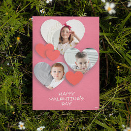 Trendy hart foto collage roze Wenskaart Feestdagenkaart