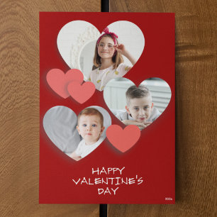 Trendy hart fotocollage rood Wenskaart