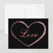 Trendy Hart Grijs Calligrafie Liefde Bruiloft Briefkaart (Voorkant / Achterkant)