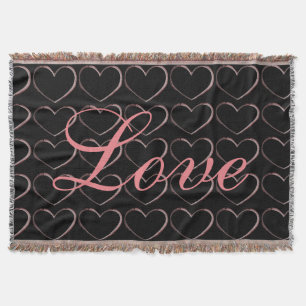 Trendy Hart Grijs Calligrafie Liefde Trouwen Deken