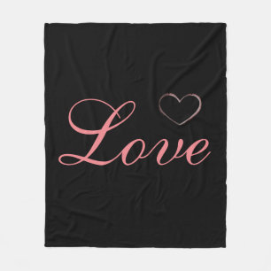 Trendy Hart Grijs Calligrafie Liefde Trouwen Fleece Deken
