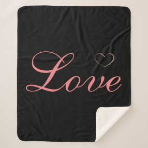 Trendy Hart Grijs Calligrafie Liefde Trouwen Sherpa Deken