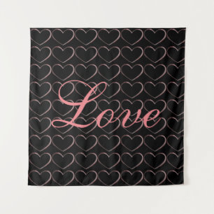 Trendy Hart Grijs Calligrafie Liefde Trouwen Wandkleed