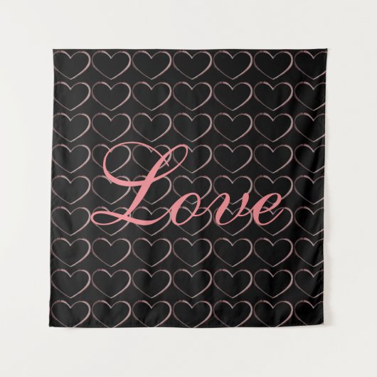 Trendy Hart Grijs Calligrafie Liefde Trouwen Wandkleed (Voorkant)