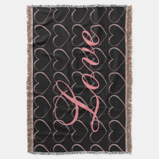 Trendy hart grijs kalligrafie liefde bruiloft deken (Voorkant Verticaal)