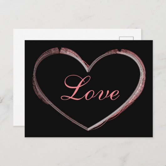 Trendy hart grijs kalligrafie liefde bruiloft feestdagenkaart (Voorkant / Achterkant)