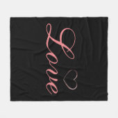 Trendy hart grijs kalligrafie liefde bruiloft fleece deken (Voorkant (Horizontaal))