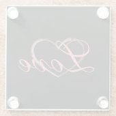 Trendy hart grijs kalligrafie liefde bruiloft glazen onderzetter (Achterkant)