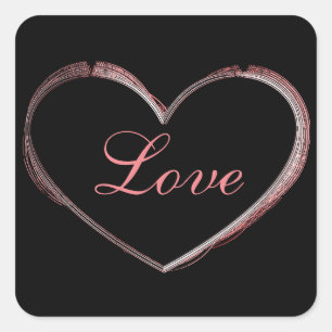 Trendy hart grijs kalligrafie liefde bruiloft vierkante sticker