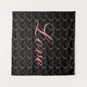 Trendy hart grijs kalligrafie liefde bruiloft wandkleed (Voorkant (horizontaal))