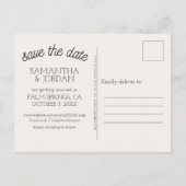Trendy hart handen Monogram Save the Date Briefkaa Briefkaart (Achterkant)