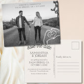 Trendy hart handen Monogram Save the Date Briefkaa Briefkaart