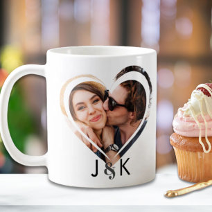 Trendy Hart Paar Pas getrouwd Familie Fotocollage Koffiemok