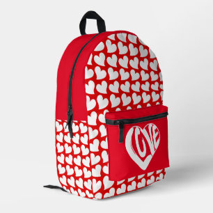 Trendy Harten En Liefde Typografie Rood Witte Stij Bedrukte Rugzak