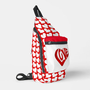 Trendy Harten En Liefde Typografie Rood Witte Stij Sling Bag